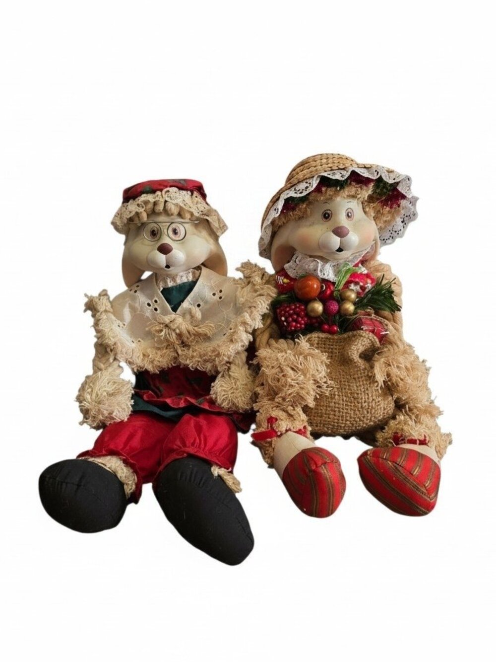 VTG House of Lloyd Floyd & Flossie 16" Christmas Bunny Pair 1993 Flossie Box